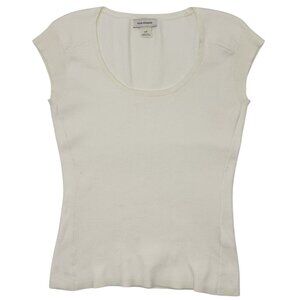 Club Monaco Womens Ivory Knit Scoop Neck Short Sleeve Top Size S